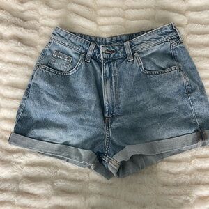 High waist lightweight denim shorts